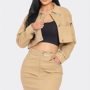 Embroidered Cropped Shirt Set
